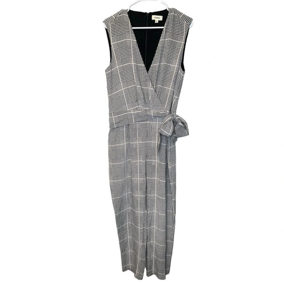 L'AGENCE Julia Plaid Jumpsuit In Black Multi Size 8 Sleeveless 100% Silk - Picture 4 of 13